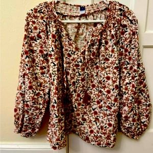Old Navy Linen blend tie front blouse